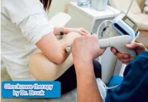Patient receiving shockwave therapy at Dr. Alla Brouk's clinic